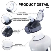 ⁦2.2 Liter Water Bottles with Straw Times to Drink Durable Sports Big Jug with Handle Leakproof BPA Free Reusable for Adults⁩ - الصورة ⁦5⁩