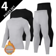 ⁦2/4 Piece Men's And Teenagers' Thermal Underwear Set Simple And Fashionable Long Sleeve Bottoming Shirt Elastic Waist Trousers P⁩ - الصورة ⁦6⁩