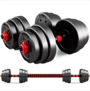 ⁦Portable Gym Muscle Weight Cement Dumbbells Barbells Set 10-20Kg Rubber Coated Cement Dumbbell Set⁩ - الصورة ⁦2⁩