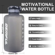 ⁦2.2 Liter Water Bottles with Straw Times to Drink Durable Sports Big Jug with Handle Leakproof BPA Free Reusable for Adults⁩ - الصورة ⁦3⁩