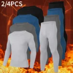 2/4 Piece Men's And Teenagers' Thermal Underwear Set Simple And Fashionable Long Sleeve Bottoming Shirt Elastic Waist Trousers P