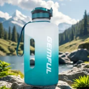 ⁦2.2 Liter Water Bottles with Straw Times to Drink Durable Sports Big Jug with Handle Leakproof BPA Free Reusable for Adults⁩ - الصورة ⁦2⁩