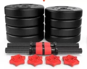 ⁦Portable Gym Muscle Weight Cement Dumbbells Barbells Set 10-20Kg Rubber Coated Cement Dumbbell Set⁩ - الصورة ⁦6⁩